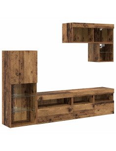 Unità per TV a Muro 6 pcs Legno vecchio Legno multistrato 2