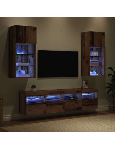 Unità a muro per TV con LED 5 pcs Legno vecchio