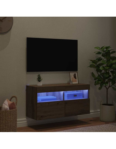 Mobile TV da parete Rovere artigianale 80 x 30 x 40 cm