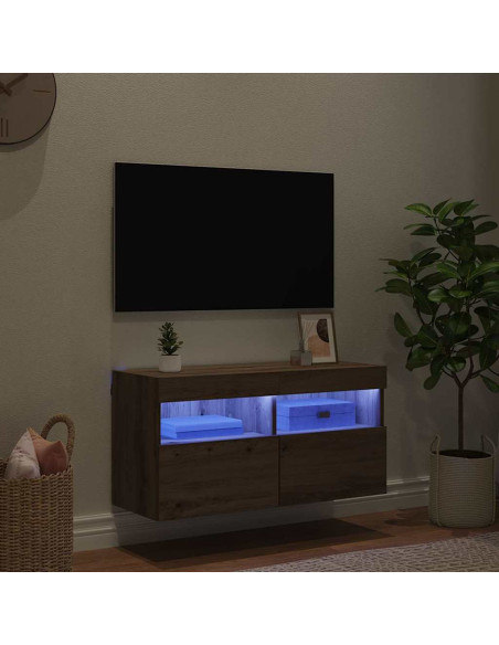 Mobile TV da parete Rovere artigianale 80 x 30 x 40 cm