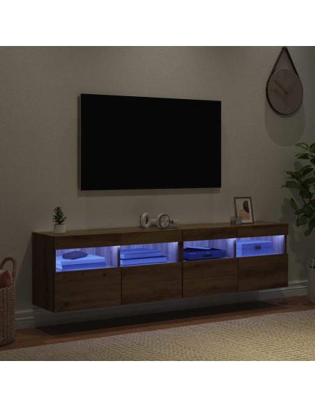 Mobiletti TV da Parete 2 pcs Rovere artigianale 80 x 30 x 40 cm