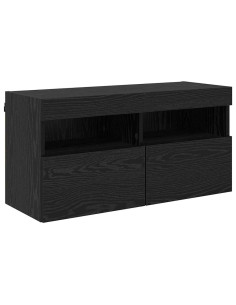 Mobile TV da parete Rovere Nero 80 x 30 x 40 cm 2