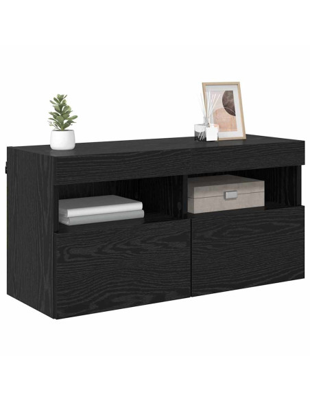 Mobile TV da parete Rovere Nero 80 x 30 x 40 cm