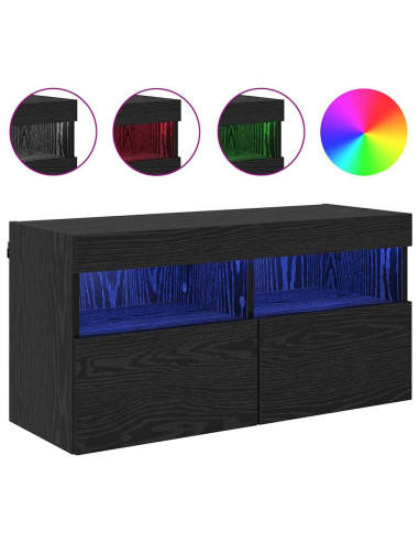 Mobile TV da parete Rovere Nero 80 x 30 x 40 cm