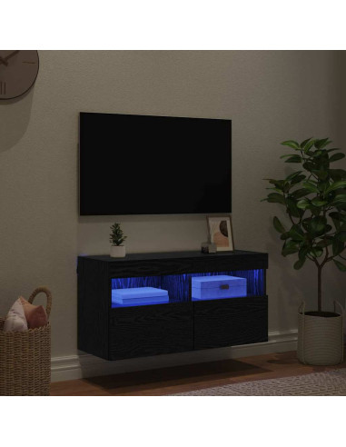 Mobile TV da parete Rovere Nero 80 x 30 x 40 cm