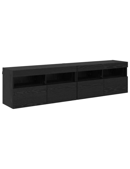 Mobiletti TV da Parete 2 pcs Rovere Nero 80 x 30 x 40 cm