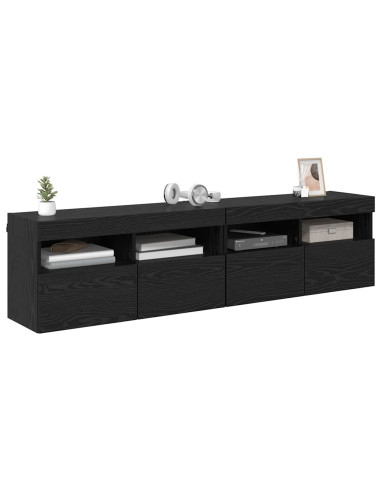 Mobiletti TV da Parete 2 pcs Rovere Nero 80 x 30 x 40 cm