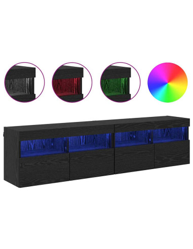 Mobiletti TV da Parete 2 pcs Rovere Nero 80 x 30 x 40 cm