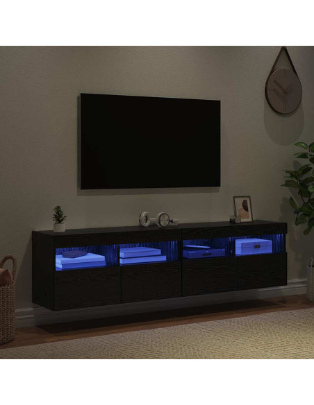 Mobiletti TV da Parete 2 pcs Rovere Nero 80 x 30 x 40 cm