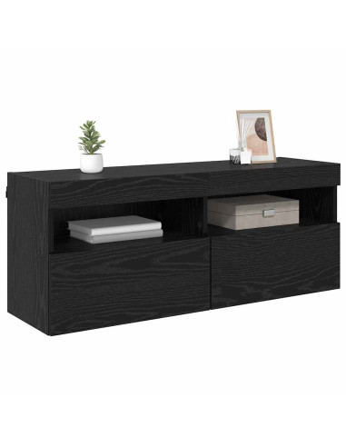 Mobile TV da parete Rovere Nero 100 x 30 x 40 cm