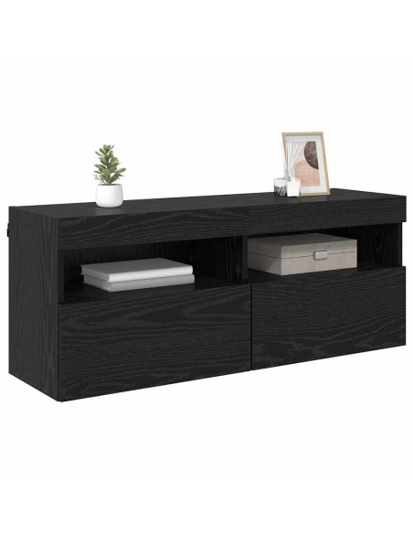 Mobile TV da parete Rovere Nero 100 x 30 x 40 cm