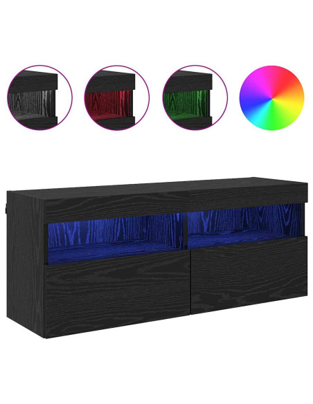 Mobile TV da parete Rovere Nero 100 x 30 x 40 cm