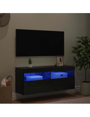 Mobile TV da parete Rovere Nero 100 x 30 x 40 cm