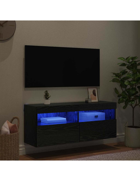 Mobile TV da parete Rovere Nero 100 x 30 x 40 cm