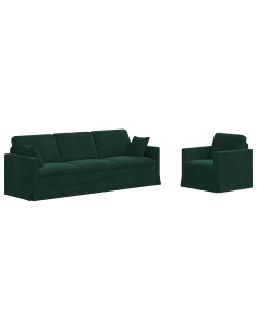 Divano 2 pcs Verde Scuro 228 x 78 x 80 cm Velluto 2