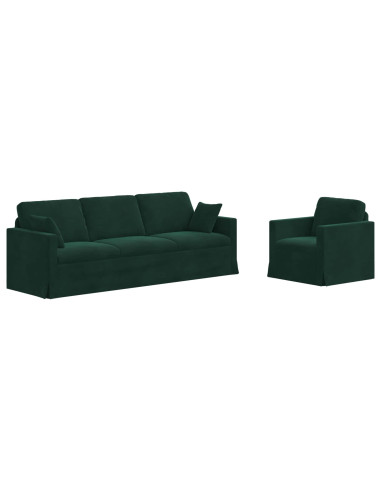 Divano 2 pcs Verde Scuro 228 x 78 x 80 cm Velluto