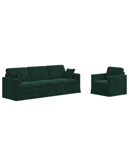 Divano 2 pcs Verde Scuro 228 x 78 x 80 cm Velluto