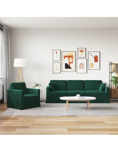 Divano 2 pcs Verde Scuro 228 x 78 x 80 cm Velluto