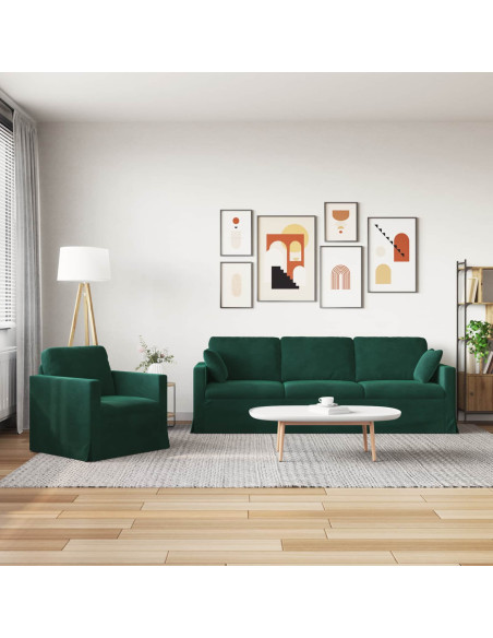 Divano 2 pcs Verde Scuro 228 x 78 x 80 cm Velluto