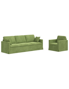 Divano 2 pcs Verde chiaro 228 x 78 x 80 cm Velluto 2