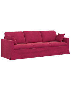Divano Rosso Vino 228 x 78 x 80 cm Velluto 2