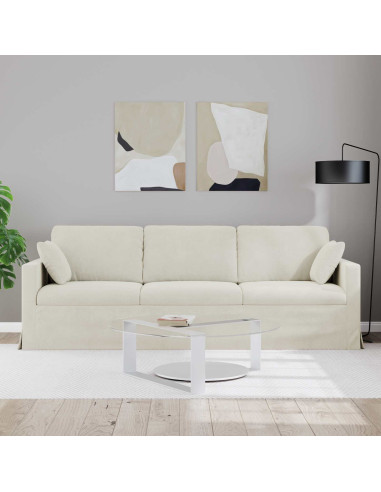 Divano Crema 228 x 78 x 80 cm Velluto