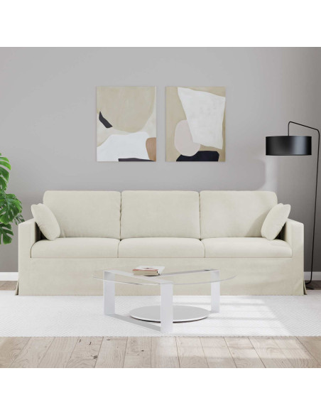 Divano Crema 228 x 78 x 80 cm Velluto