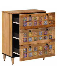 Credenza Naturale 60 x 33 x 75 cm Legno di mango massello 2