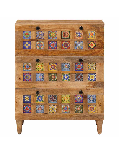 Credenza Naturale 60 x 33 x 75 cm Legno di mango massello