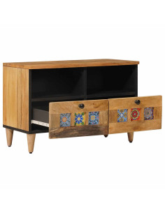Mobile TV Naturale 70 x 33 x 46 cm Legno di mango massello 2