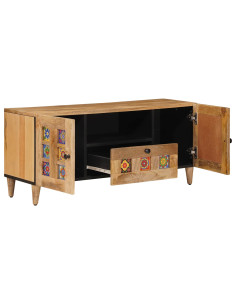 Mobile TV Naturale 105 x 33,5 x 46 cm Legno di mango massello 2