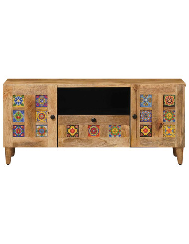 Mobile TV Naturale 105 x 33,5 x 46 cm Legno di mango massello