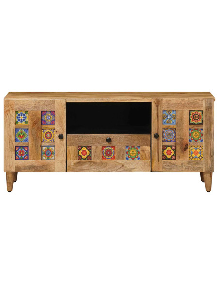 Mobile TV Naturale 105 x 33,5 x 46 cm Legno di mango massello
