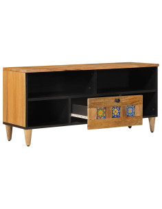Mobile TV Naturale 100 x 33,5 x 46 cm Legno di mango massello 2