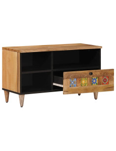 Mobile TV Naturale 80 x 33,5 x 46 cm Legno di mango massello 2