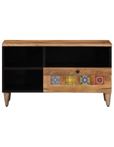 Mobile TV Naturale 80 x 33,5 x 46 cm Legno di mango massello