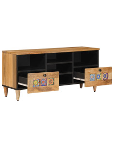 Mobile TV Naturale 100 x 33,5 x 46 cm Legno di mango massello 2