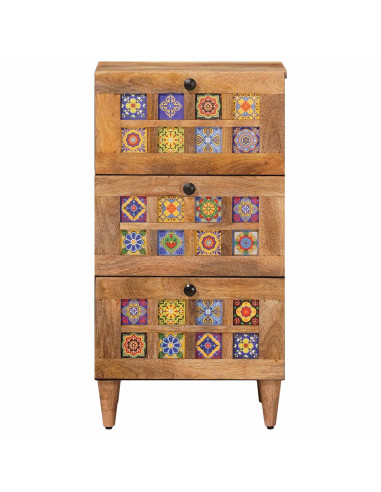 Credenza Naturale 40 x 33,5 x 75 cm Legno di mango massello