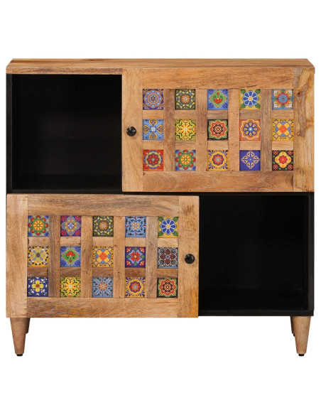 Credenza Naturale 80 x 33,5 x 75 cm Legno di mango massello