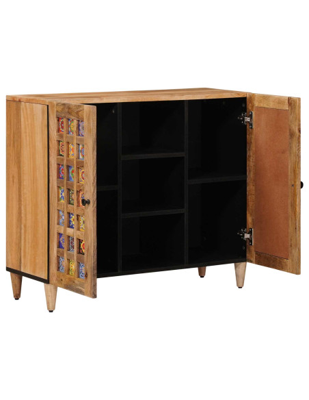 Credenza Naturale 90 x 33,5 x 75 cm Legno di mango massello