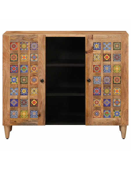 Credenza Naturale 90 x 33,5 x 75 cm Legno di mango massello