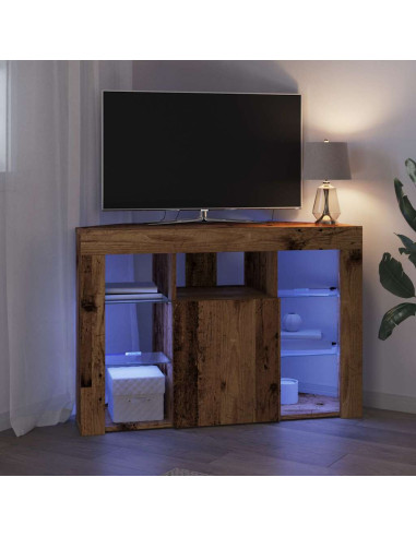 Mobile TV LED Angolare 100x40x68cm Legno vecchio