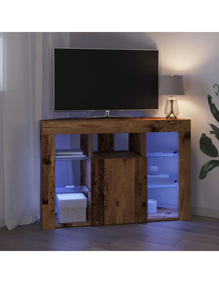 Mobile TV LED Angolare 100x40x68cm Legno vecchio