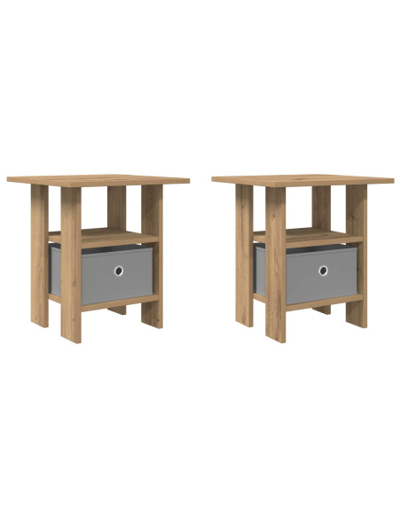 Comodino con cassetto 2 pcs Rovere artigianale 41 x 40 x 45 cm