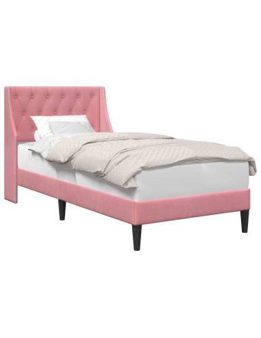 Struttura del letto con testiera Rosa 80 x 200 cm Velluto