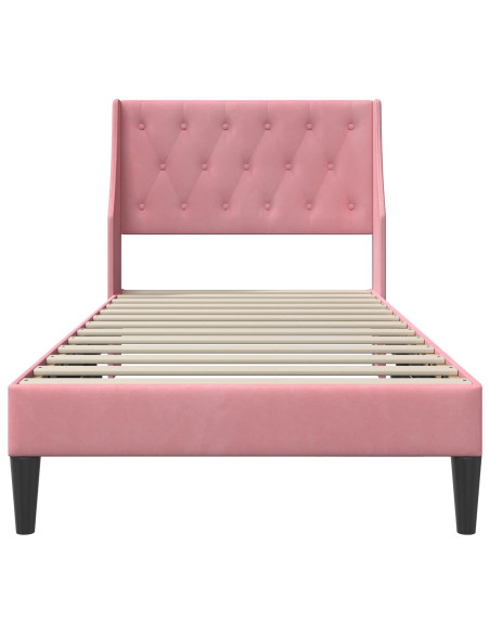 Struttura del letto con testiera Rosa 80 x 200 cm Velluto