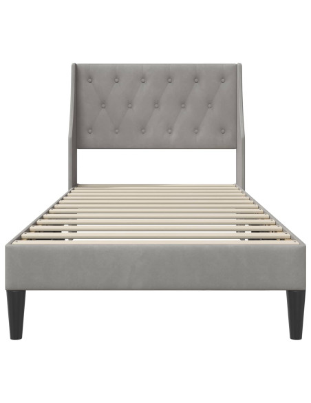 Struttura del letto Grigio chiaro 90 x 190 cm Velluto