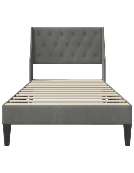 Struttura del letto Grigio scuro 90 x 190 cm Velluto