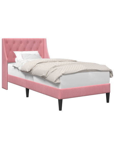 Struttura del letto con testiera Rosa 90 x 200 cm Velluto