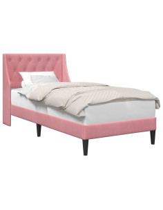 Struttura del letto con testiera Rosa 100 x 200 cm Velluto 2